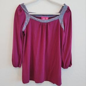 💕 Personal Identity Pink Fuchsia 3/4 Sleeves Top Women's Size Medium